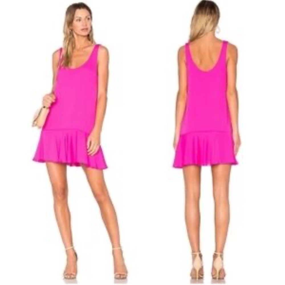Amanda Uprichard Hot Pink Sleeveless Ruffle Hem Dress